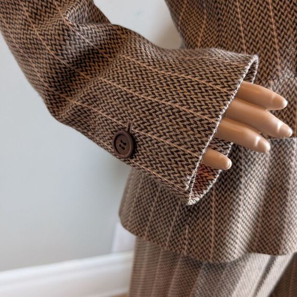 Vintage Y2K View Collection Pantsuit Knit Blazer Herringbone Office Plus Size 14 - Picture 4 of 16